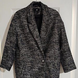 H&M Women's Grey Tweed Coat Size US 12